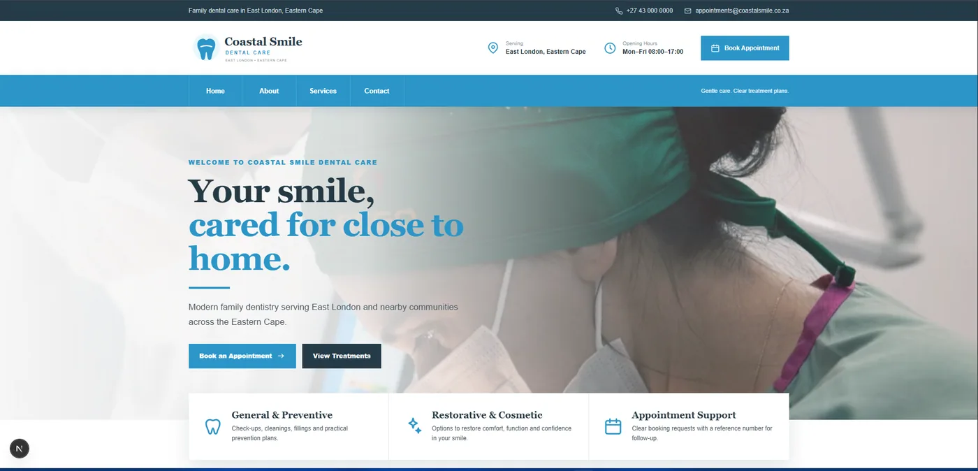 Coastal Smile Dental Care website